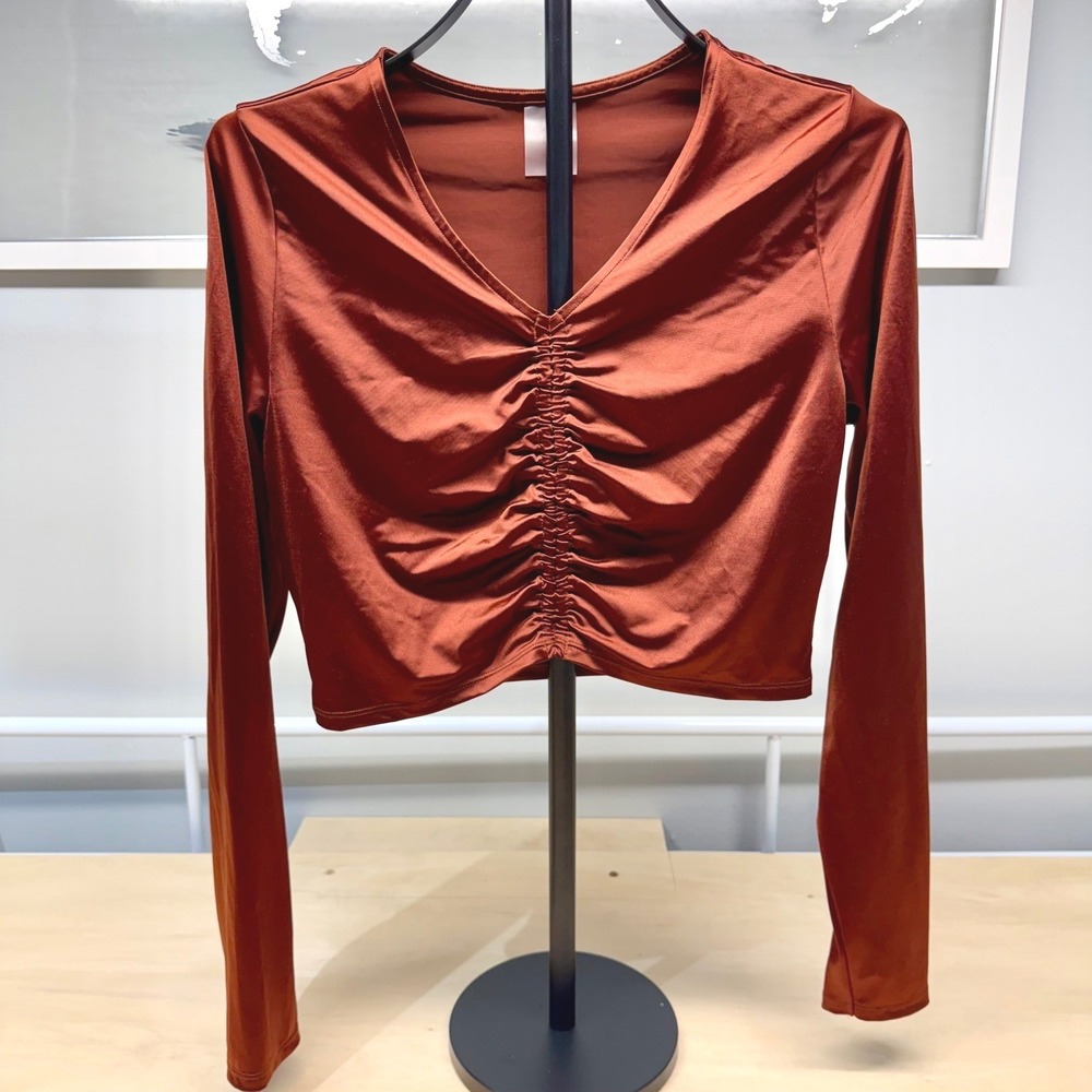 NWT Calia by Carrie Underwood Womens LS Ruched Rash Guard Red Brown UPF 50+ XS - Picture 4 of 10